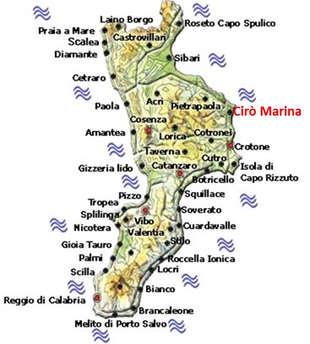 Mappa calabria cirò marina